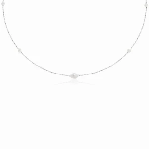 Naszyjnik choker ze srebra perły naturalne 