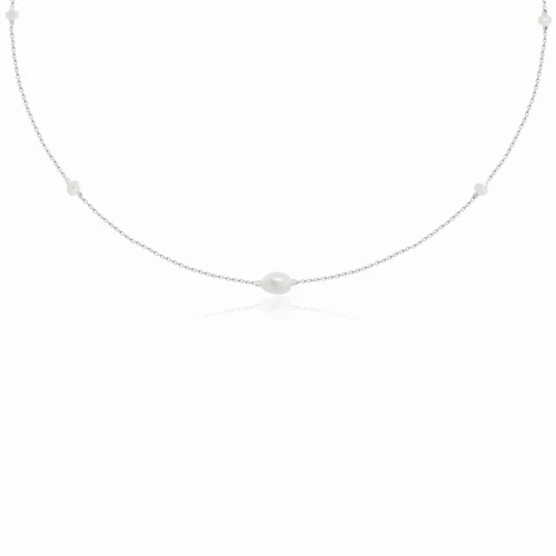 Naszyjnik choker ze srebra perły naturalne 