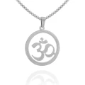 Naszyjnik ze stali symbol om mantra srebrny box 2,5 mm