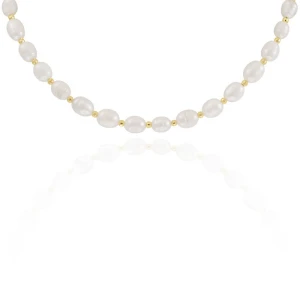 Naszyjnik z pereł dużych choker srebro pozłacane
