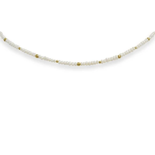 Naszyjnik choker perły naturalne srebro pozłacane