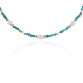 Naszyjnik z kamieni choker niebieski chalcedon perły hematyt jadeit