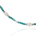 Naszyjnik z kamieni choker niebieski chalcedon perły hematyt jadeit