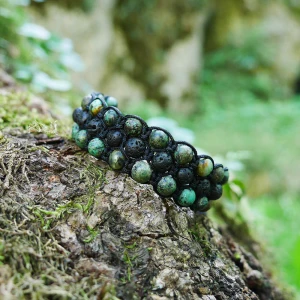 Bransoletka shamballa potrójna turkus afrykański lawa kamienie naturalne