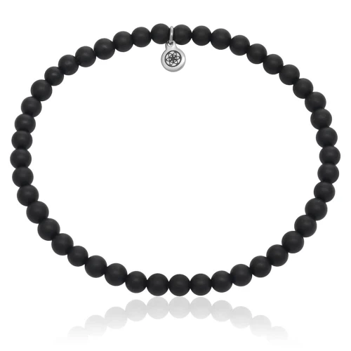 Bransoletka z kamieni classic onyks czarny matowy naturalny
