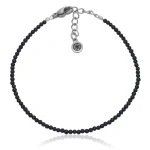 Bransoletka z kamieni mini 2mm onyks czarny naturalny stal szlachetna
