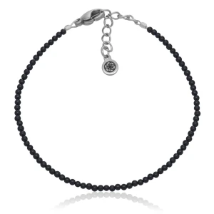 Bransoletka z kamieni mini 2mm onyks czarny naturalny stal szlachetna