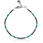 Bransoletka z kamieni mini 2mm onyks czarny turkus jadeit stal szlachetna