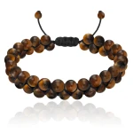 Bransoletka z kamieni podwójna tygrysie oko brązowe naturalne shamballa
