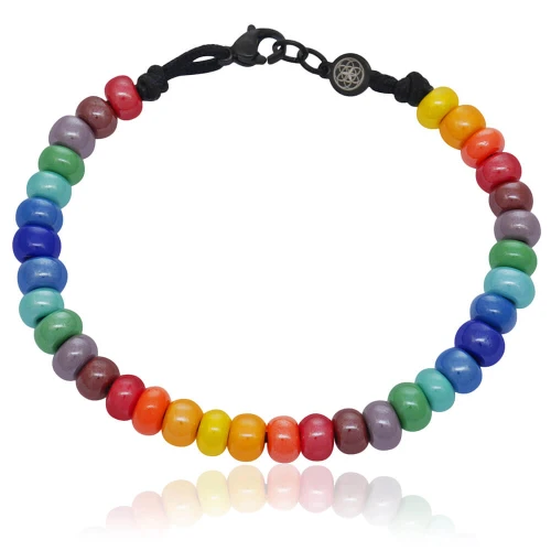 Bransoletka z koralików szklanych dużych kolorowa gradient stal szlachetna