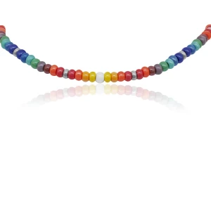 Naszyjnik z korali szklanych dużych kolorowy stal szlachetna choker