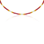 Naszyjnik z koralików szklanych choker czerwony pomarańczowy granat kryształ górski