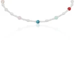 Naszyjnik z perełek choker kamienie naturalne apatyt opal koral amazonit kwarc jaspis