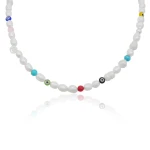 Naszyjnik z pereł dużych kamienie naturalne szklane oko proroka buźka smile