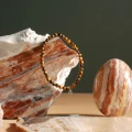 Bransoletka z kamieni classic tygrysie oko brązowe naturalne stalowe logo