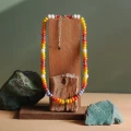 Naszyjnik z korali szklanych dużych kolorowy choker stal szlachetna