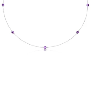 Naszyjnik choker damski ze srebra naturalne kamienie ametyst fioletowy