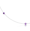 Naszyjnik choker damski ze srebra naturalne kamienie ametyst fioletowy