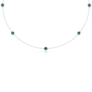 Naszyjnik choker damski ze srebra naturalne kamienie jadeit szmaragdowy
