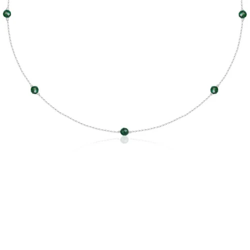Naszyjnik choker damski ze srebra naturalne kamienie jadeit szmaragdowy