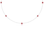 Naszyjnik choker damski ze srebra naturalne kamienie koral czerwony