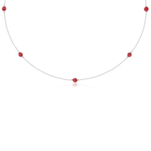 Naszyjnik choker damski ze srebra naturalne kamienie koral czerwony