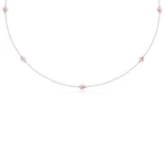 Naszyjnik choker damski ze srebra naturalne kamienie kwarc różowy