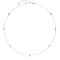 Naszyjnik choker damski ze srebra naturalne kamienie kwarc różowy