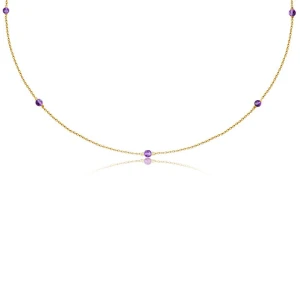 Naszyjnik choker damski ze srebra pozłacany ametyst fioletowy