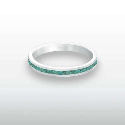 Pierścionek INLAY slim inkrustowany kamień turkus naturalny srebro unisex