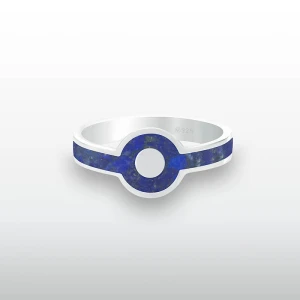 Pierścionek INLAY sygnet inkrustowany kamień lapis lazuli srebro unisex