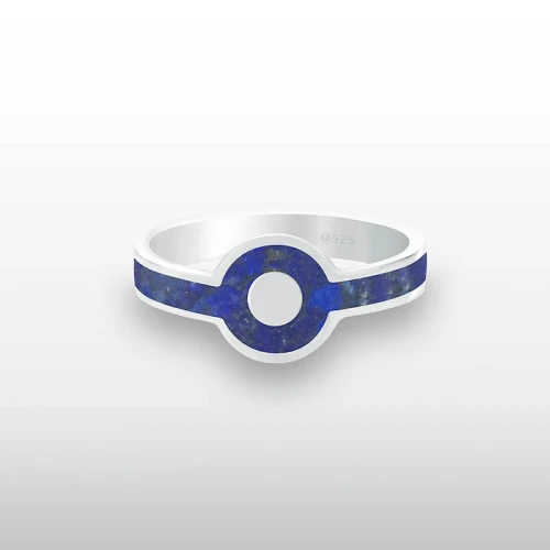 Pierścionek INLAY sygnet inkrustowany kamień lapis lazuli srebro unisex