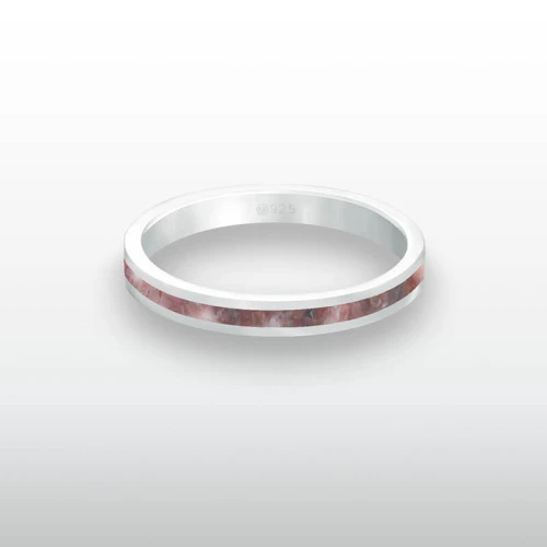 Pierścionek INLAY slim inkrustowany kamień granat naturalny srebro unisex