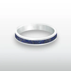 Pierścionek INLAY mid inkrustowany kamień lapis lazuli niebieski naturalny srebro unisex