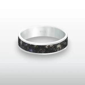 Pierścionek INLAY deep space inkrustowany kamień onyks obsydian opal lapis srebro unisex