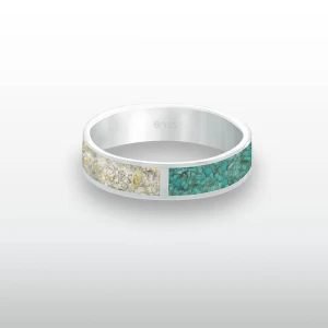 Pierścionek INLAY double inkrustowany kamień turkus opal etiopski srebro unisex