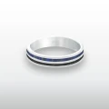 Pierścionek INLAY double link inkrustowany kamień czarny onyks lapis lazuli srebro unisex