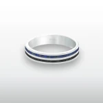 Pierścionek INLAY double link inkrustowany kamień czarny onyks lapis lazuli srebro unisex
