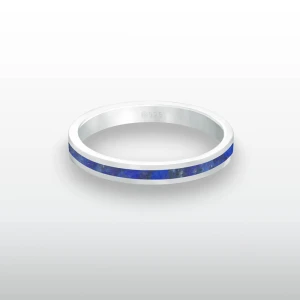 Pierścionek INLAY slim inkrustowany kamień niebieski lapis lazuli naturalny srebro unisex