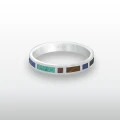Pierścionek INLAY witraż inkrustowany kamień czarny onyks turkus granat lapis lazuli tygrysie oko srebro unisex