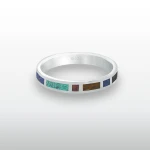 Pierścionek INLAY witraż inkrustowany kamień czarny onyks turkus granat lapis lazuli tygrysie oko srebro unisex