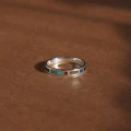 Pierścionek INLAY witraż inkrustowany kamień czarny onyks turkus granat lapis lazuli tygrysie oko srebro unisex