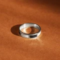 Pierścionek INLAY szachownica inkrustowany kamień czarny onyks masa perłowa srebro unisex