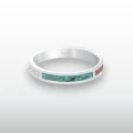 Pierścionek INLAY quatro inkrustowany kamień turkus jadeit czerwony lapis lazuli masa perłowa srebro unisex