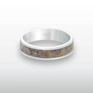 Pierścionek INLAY melange inkrustowany kamień turmlin naturalny srebro unisex