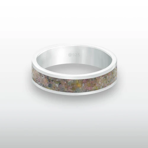 Pierścionek INLAY melange inkrustowany kamień turmlin naturalny srebro unisex