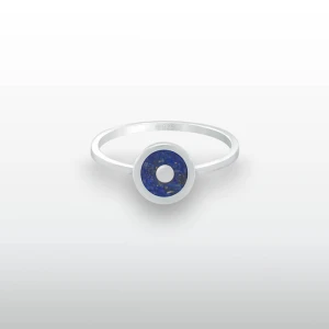 Pierścionek INLAY circle inkrustowany kamień lapis lazuli srebro damski