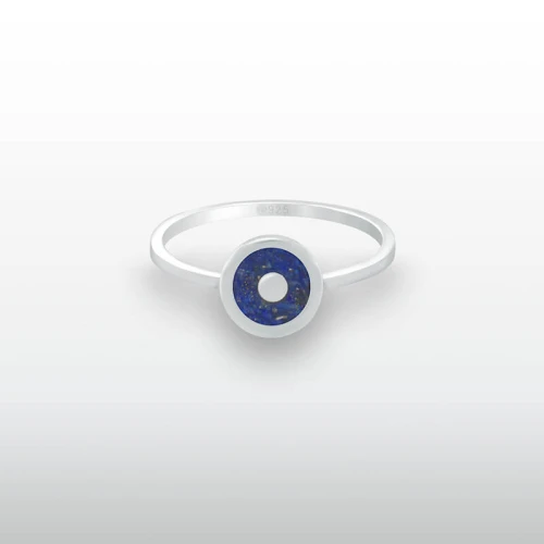 Pierścionek INLAY circle inkrustowany kamień lapis lazuli srebro damski