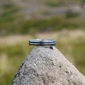 Pierścionek INLAY double link inkrustowany kamień czarny onyks lapis lazuli srebro unisex