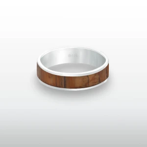 Pierścionek INLAY large inkrustowany drewno lacewood brasil srebro